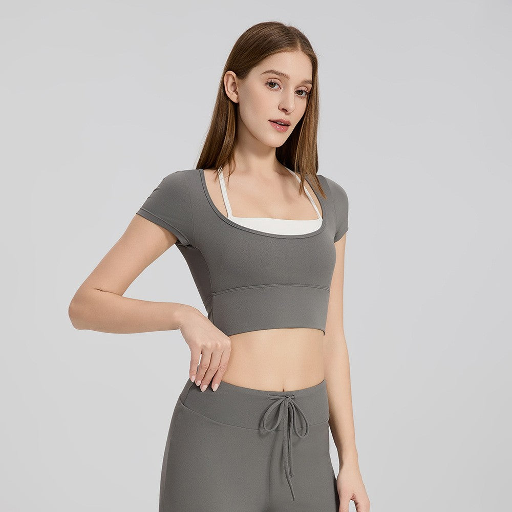 Spring Fall Yoga Bra - Fixed Cup Running Slim Fit Sports Bra Top - DX5956