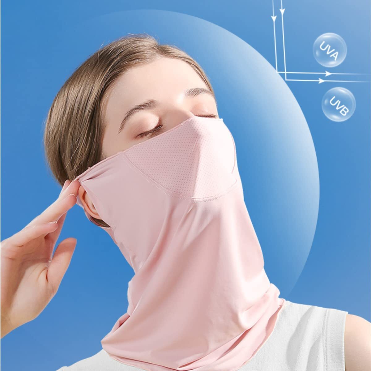 UPF50+ Women's Face Mask Neck Gaiter Scarf Breathable Sun Protection Face Cover
