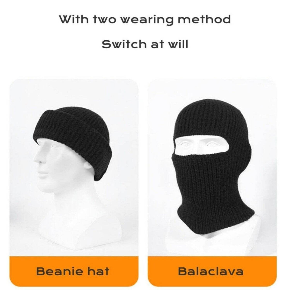 Knit Balaclava - With Both Wearing Method - Movagear