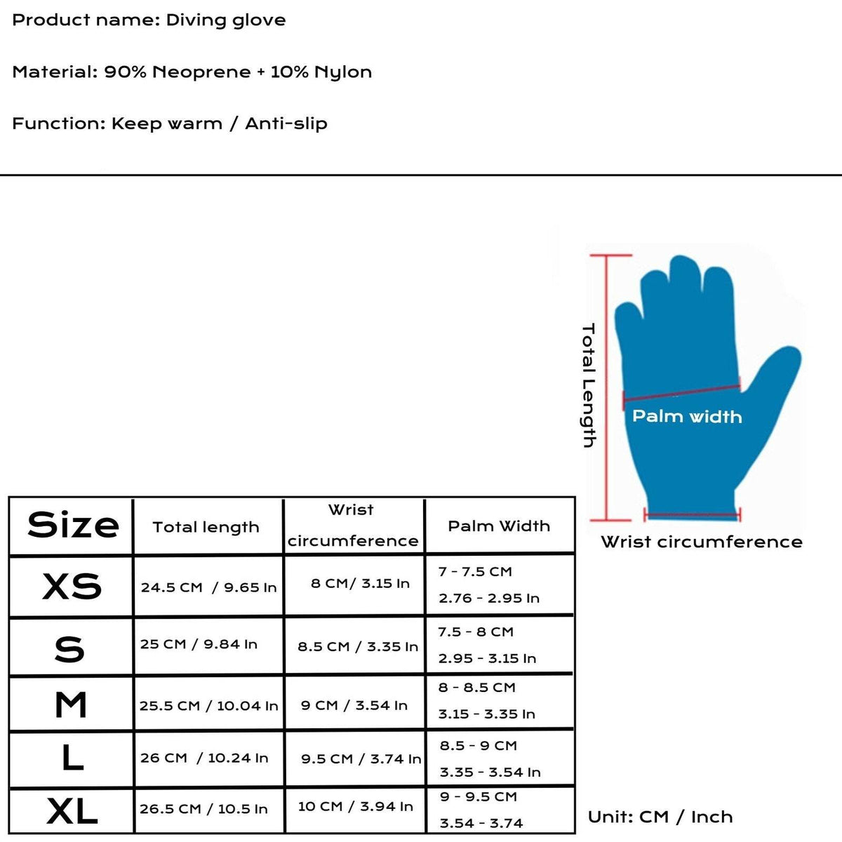 3MM Neoprene Thermal Scuba Diving Gloves - Movagear