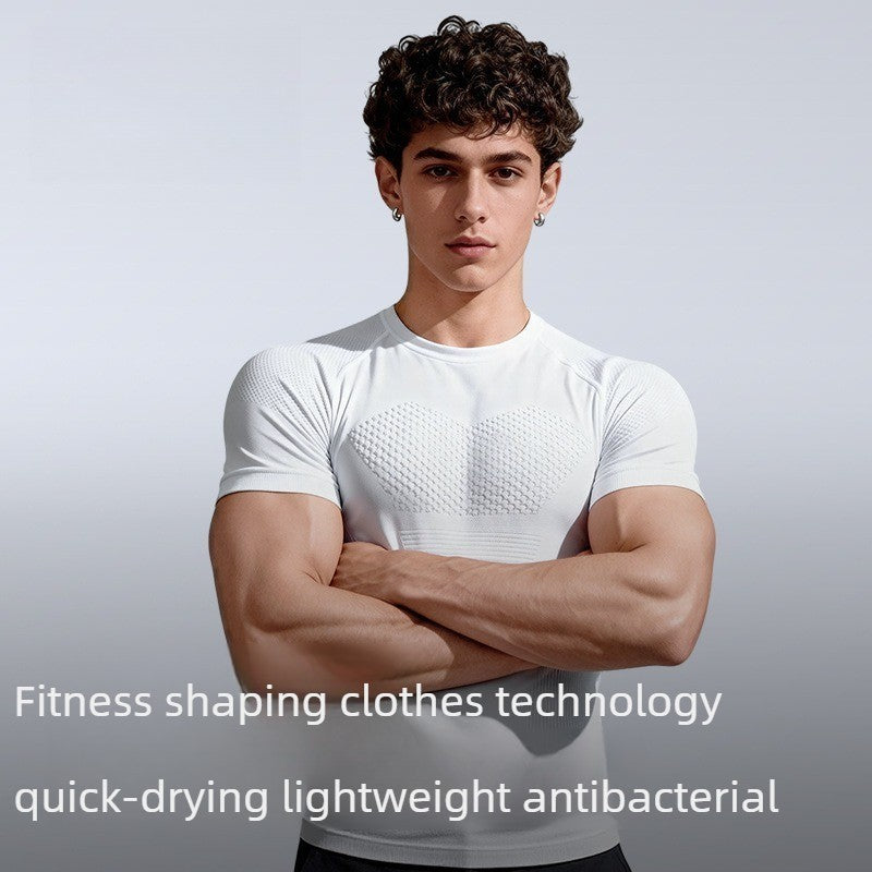 Running Tops - Men's Fitness Activewear Tops Summer Seamless Sport Short Sleeves Cloth