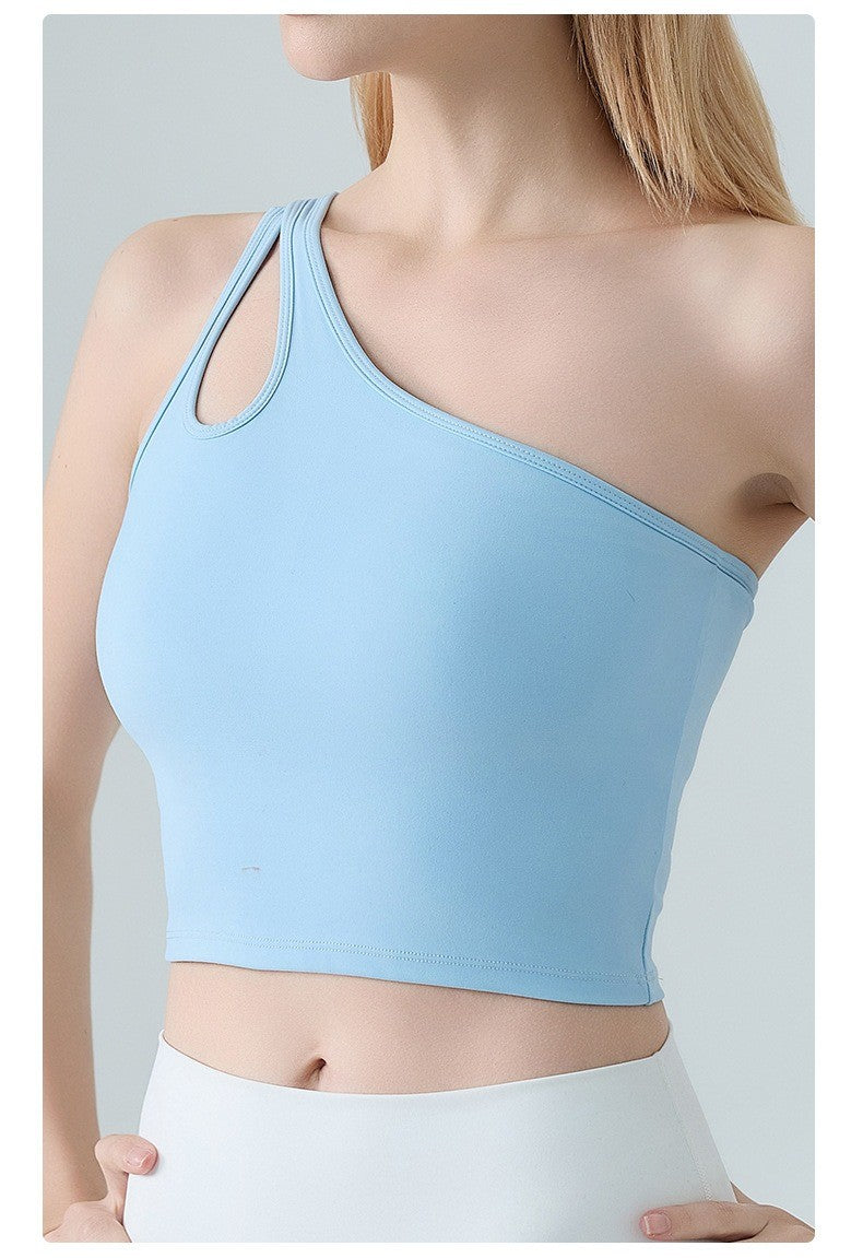 Single Shoulder Crossbody Sports Vest for Women - Running Quick Drying Yoga Bra