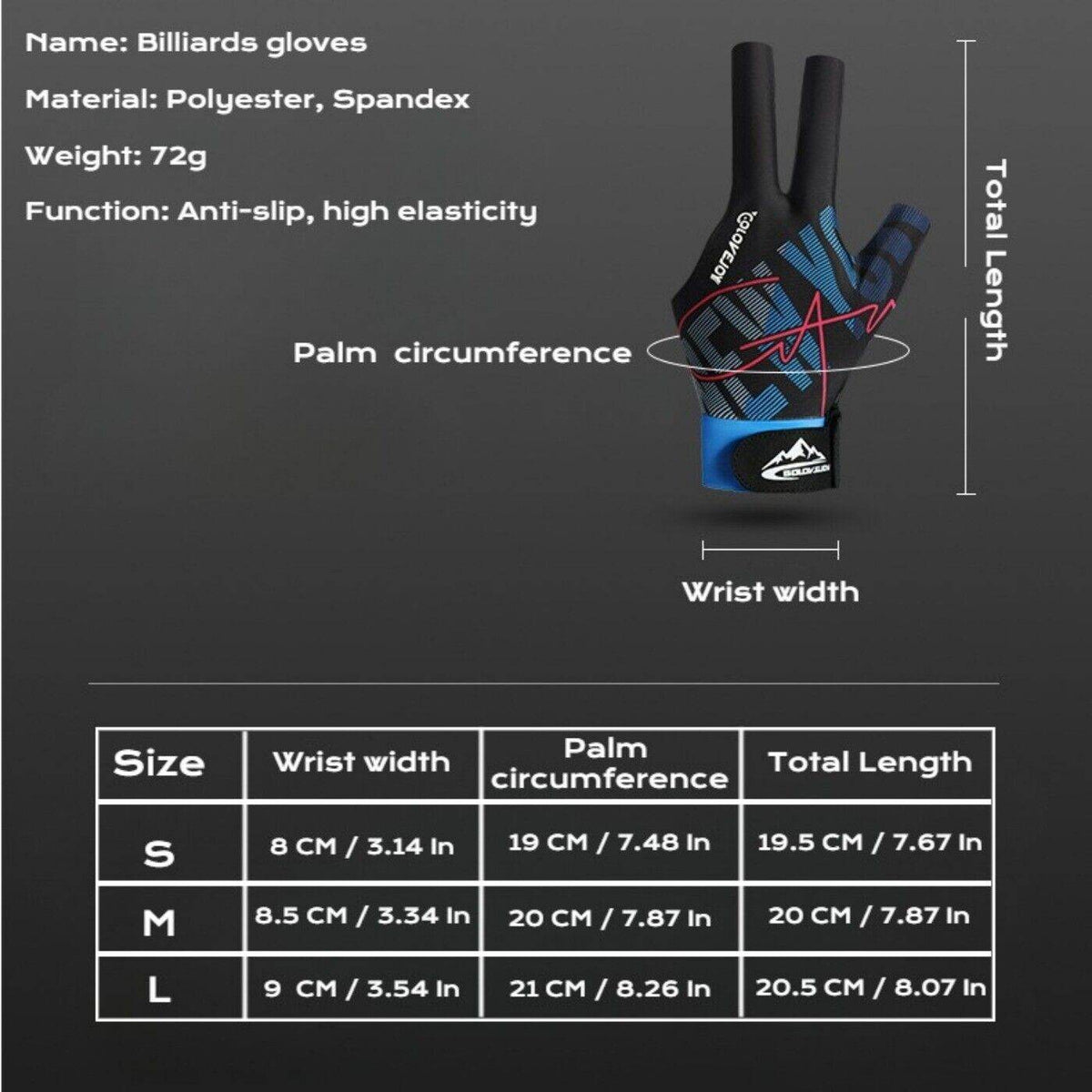 Billiards Glove - 3 Finger Pool Glove - Movagear