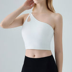Single Shoulder Crossbody Sports Vest for Women - Running Quick Drying Yoga Bra