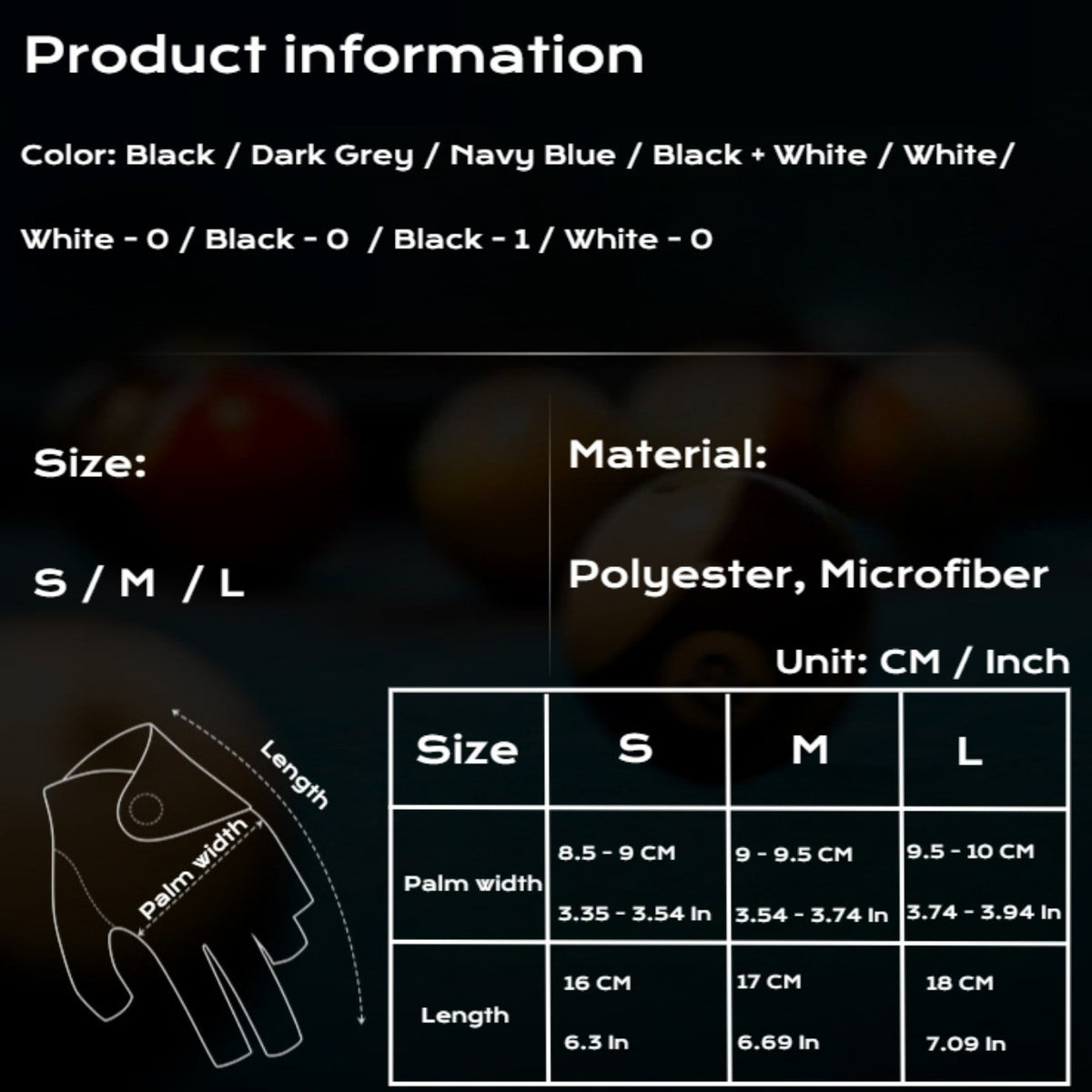 Billiard Gloves for Left Hand - Pool Snooker Cue Sport Glove for Men Women