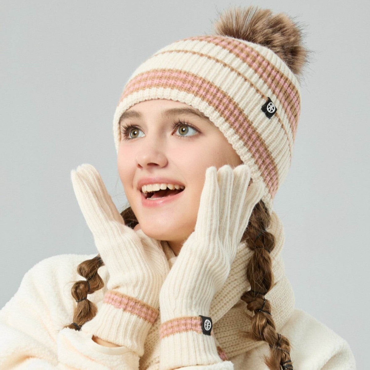 Winter Beanie Hat + Scarf + Gloves Set for Women - Movagear