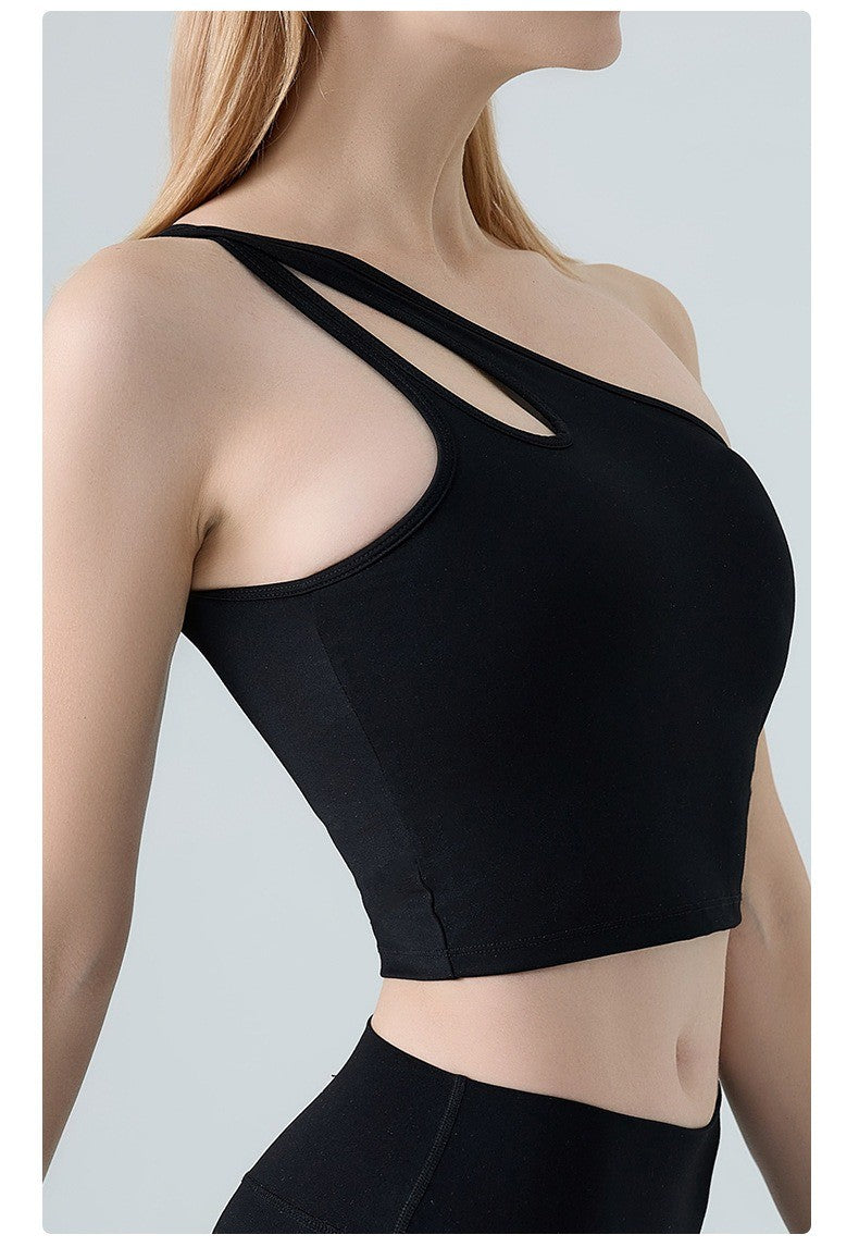 Single Shoulder Crossbody Sports Vest for Women - Running Quick Drying Yoga Bra
