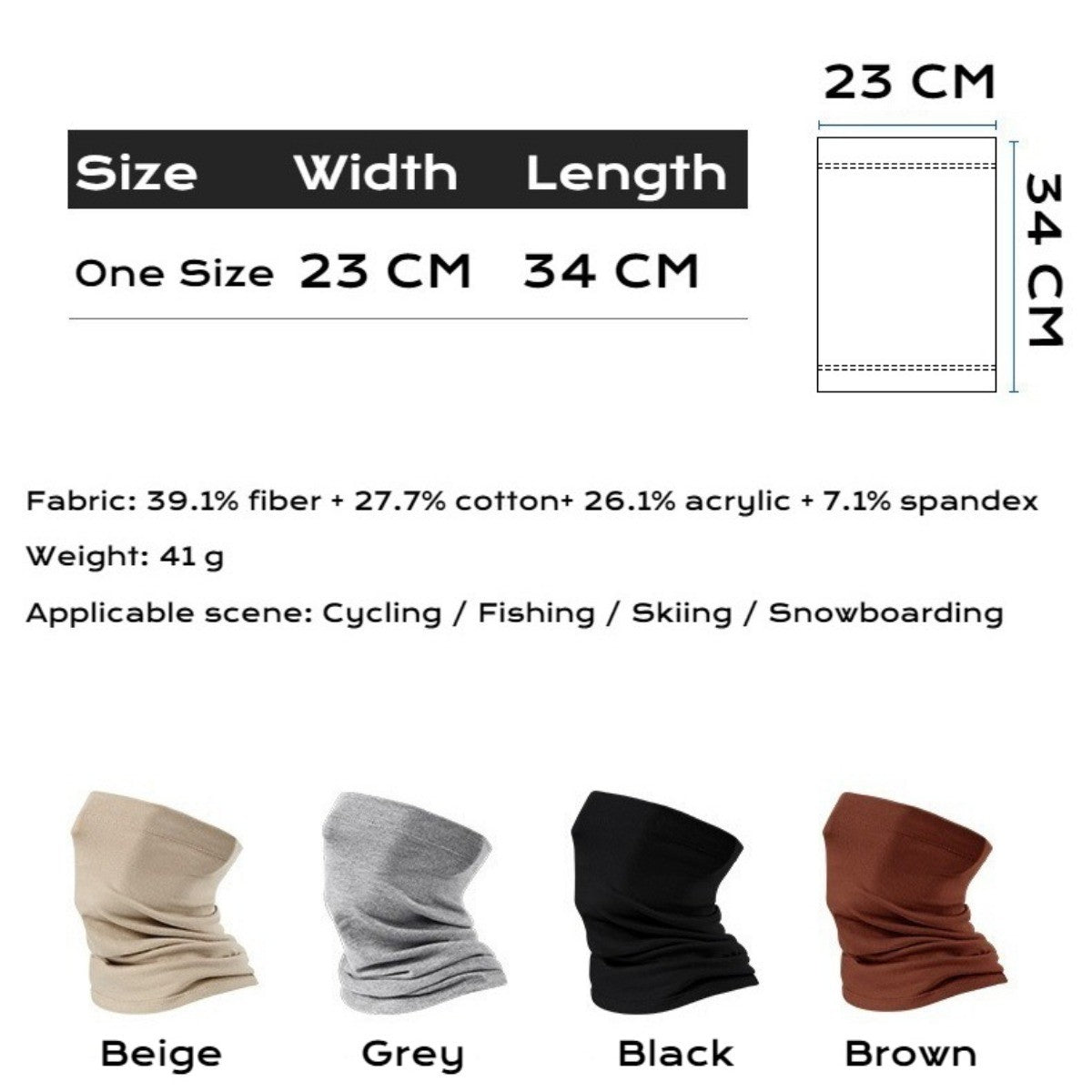 Winter Neck Gaiter Face Cover - Thermal Face Mask for Skiing Cycling