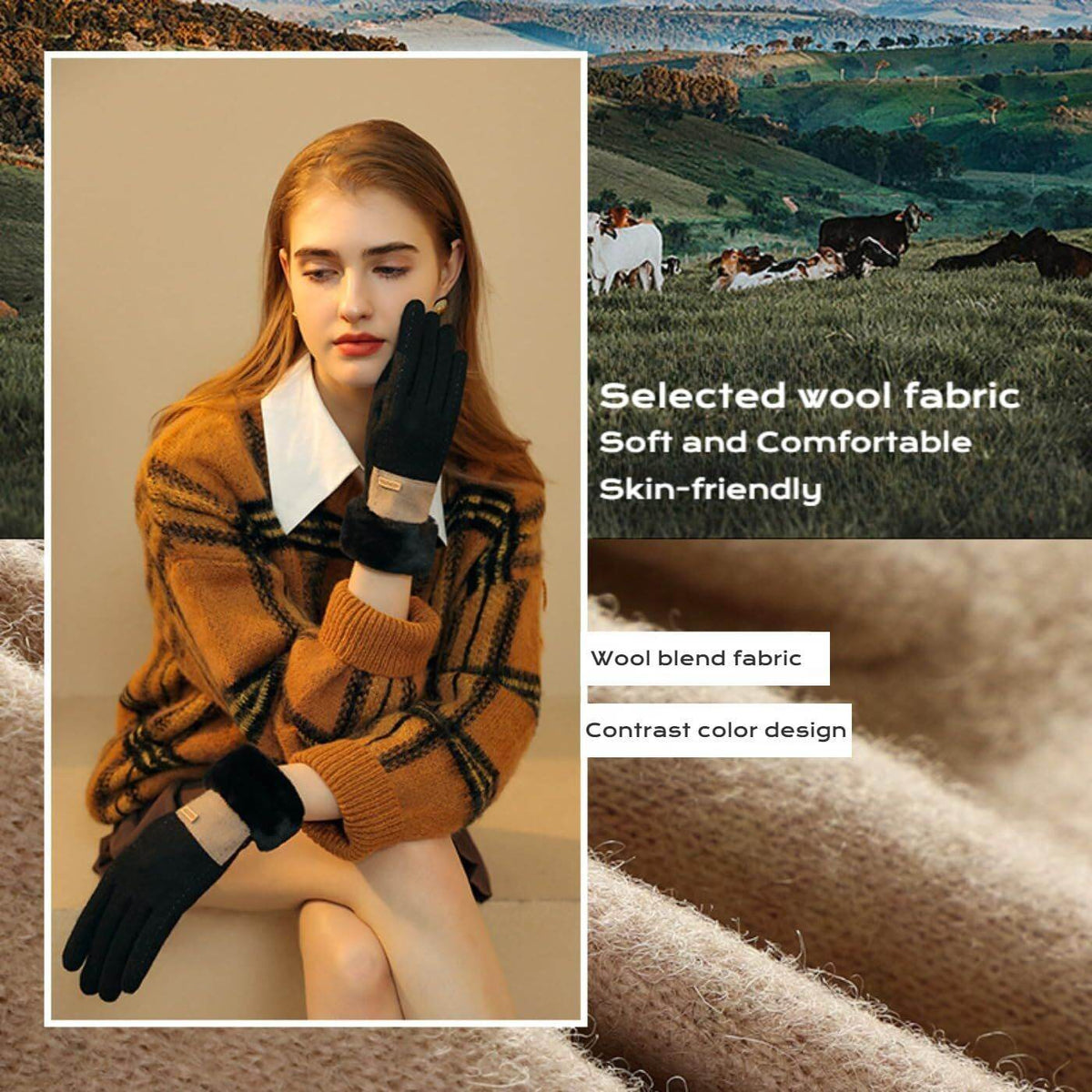 Wool Blend fabric Glove for Women - Movagear