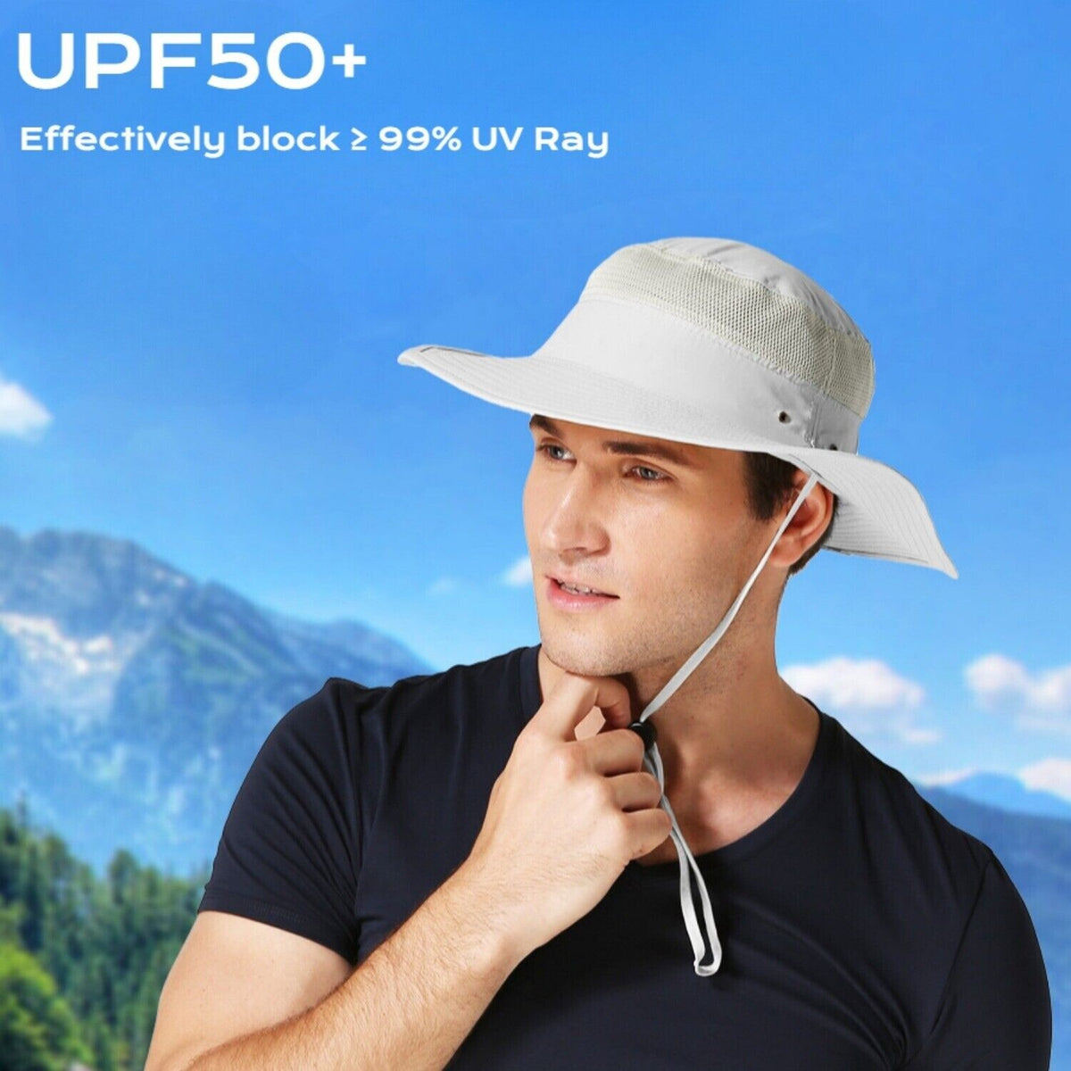 Summer UPF50+ Wide Brim Bucket Hat for Unisex UV Protection Breathable Sun Hat