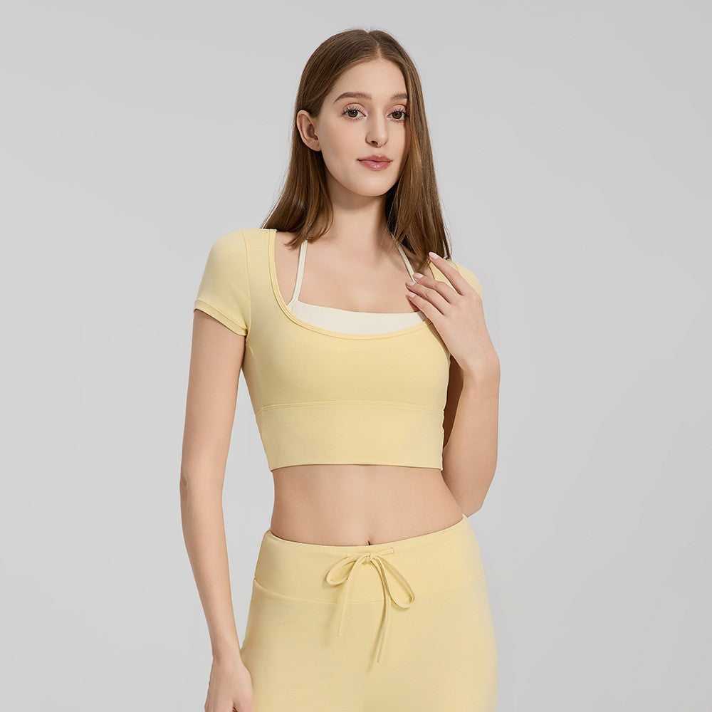 Spring Fall Yoga Bra - Fixed Cup Running Slim Fit Sports Bra Top - DX5956