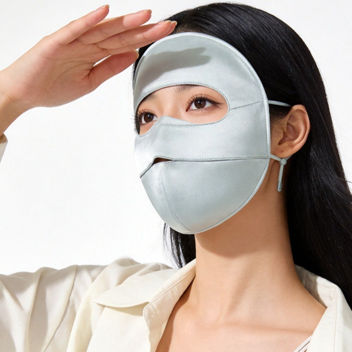 Real Silk Sun Protection Mask for Women Full Face Breathable UV Protection Mask