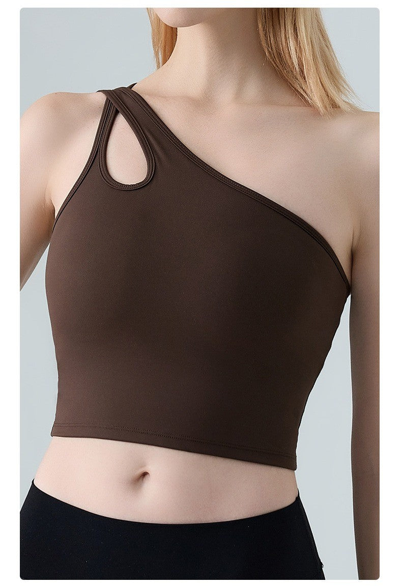Single Shoulder Crossbody Sports Vest for Women - Running Quick Drying Yoga Bra