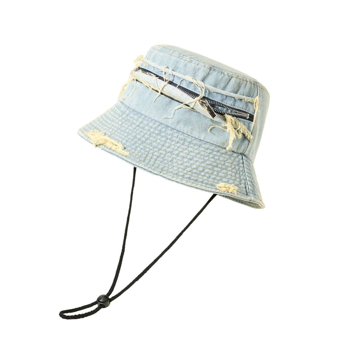 Cotton Bucket Hat for Men Women - Zipper Sun Protection Hat