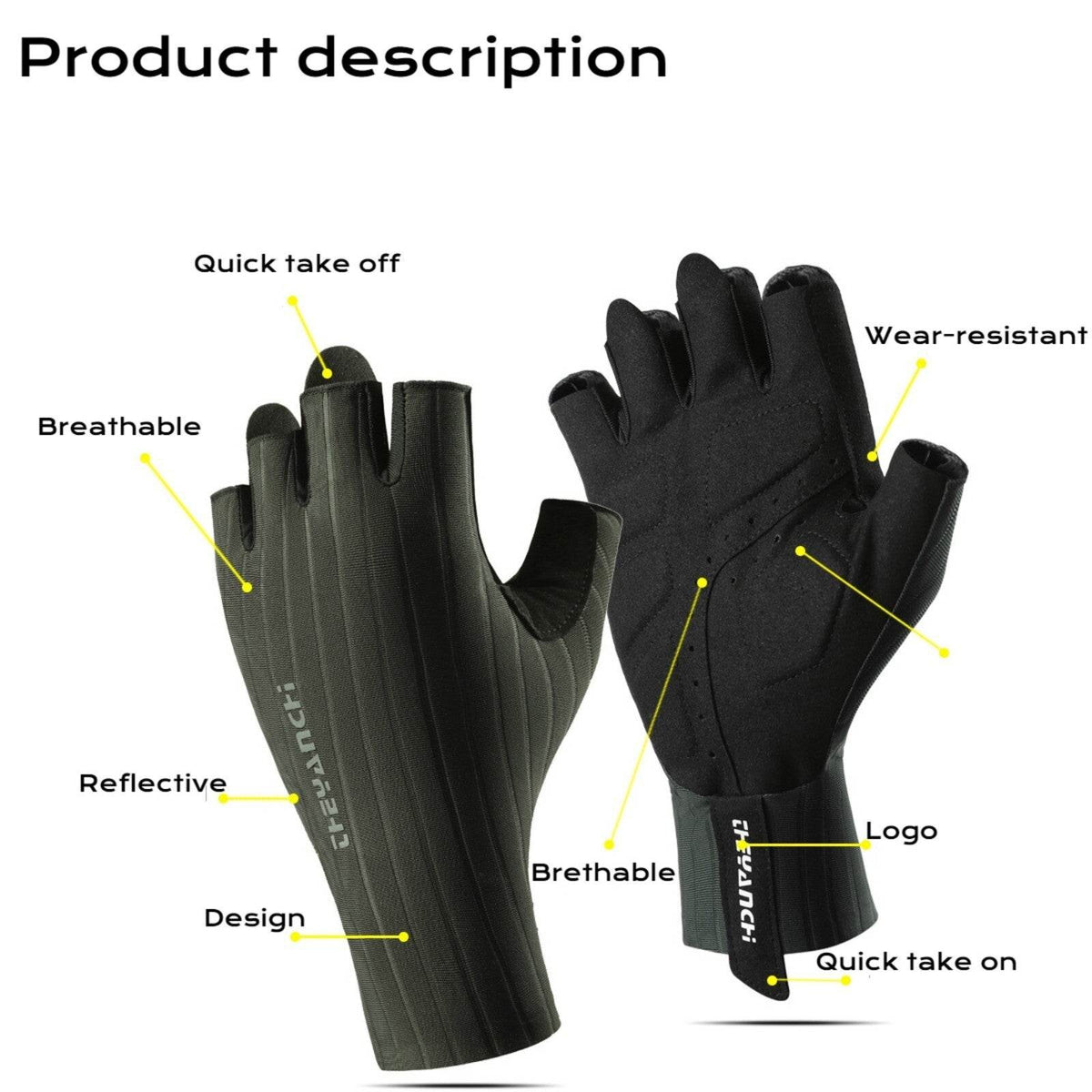 Cycling Gloves Bike Gloves for Men Women, Breathable Half Finger Bicycle Gloves - Movagear