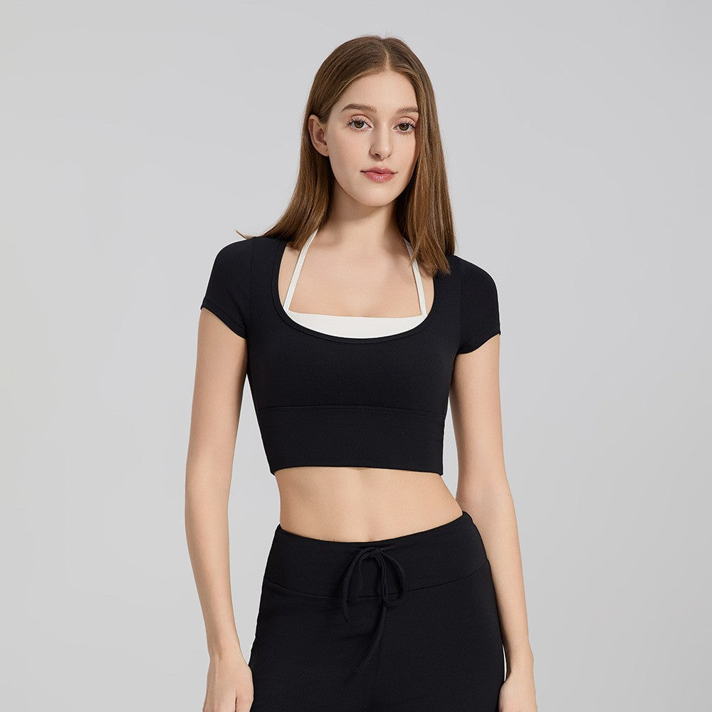 Spring Fall Yoga Bra - Fixed Cup Running Slim Fit Sports Bra Top - DX5956