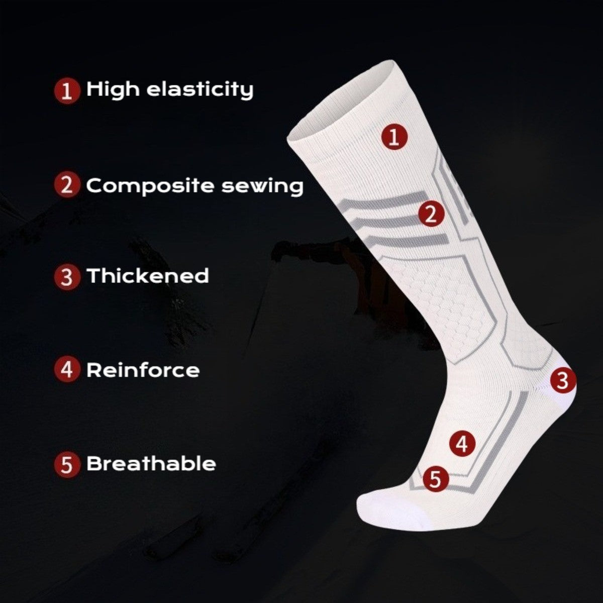 Ski Socks Thermal Warm - Winter Thick Knee High Snowboarding Socks For Unisex
