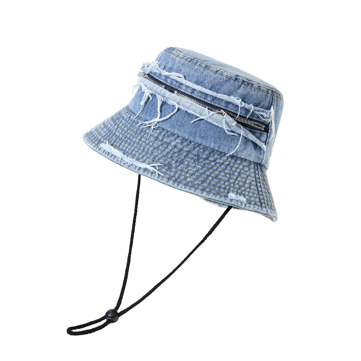 Cotton Bucket Hat for Men Women - Zipper Sun Protection Hat