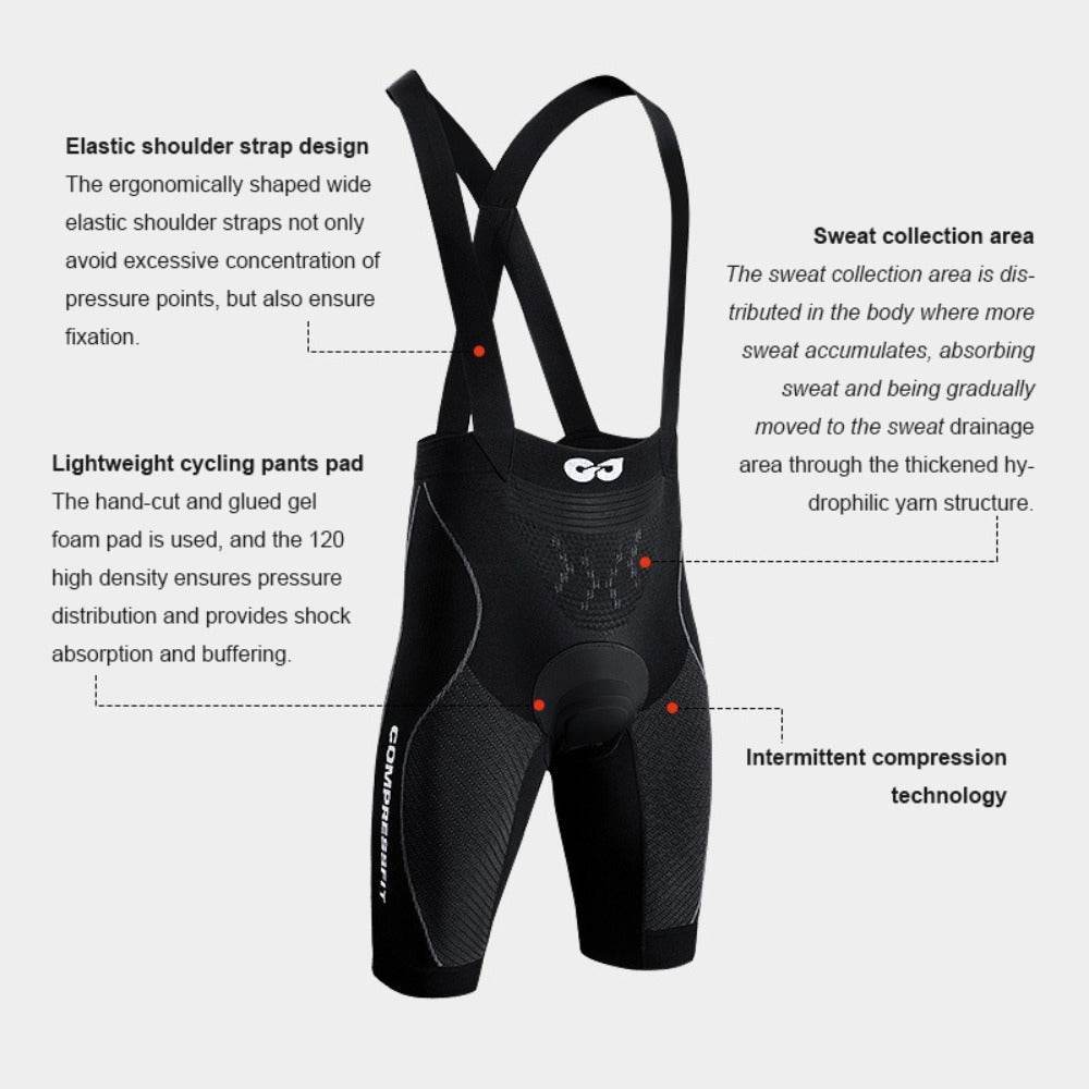 Cycling Bib Shorts with Shock Absorbing Cushion for Men - Movagear