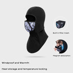 Movagear black winter balaclava with magnetic mask featuring built-in filter mesh for windproof warmth