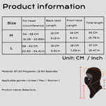 Movagear winter balaclava with magnetic mask size chart and material details for unisex use