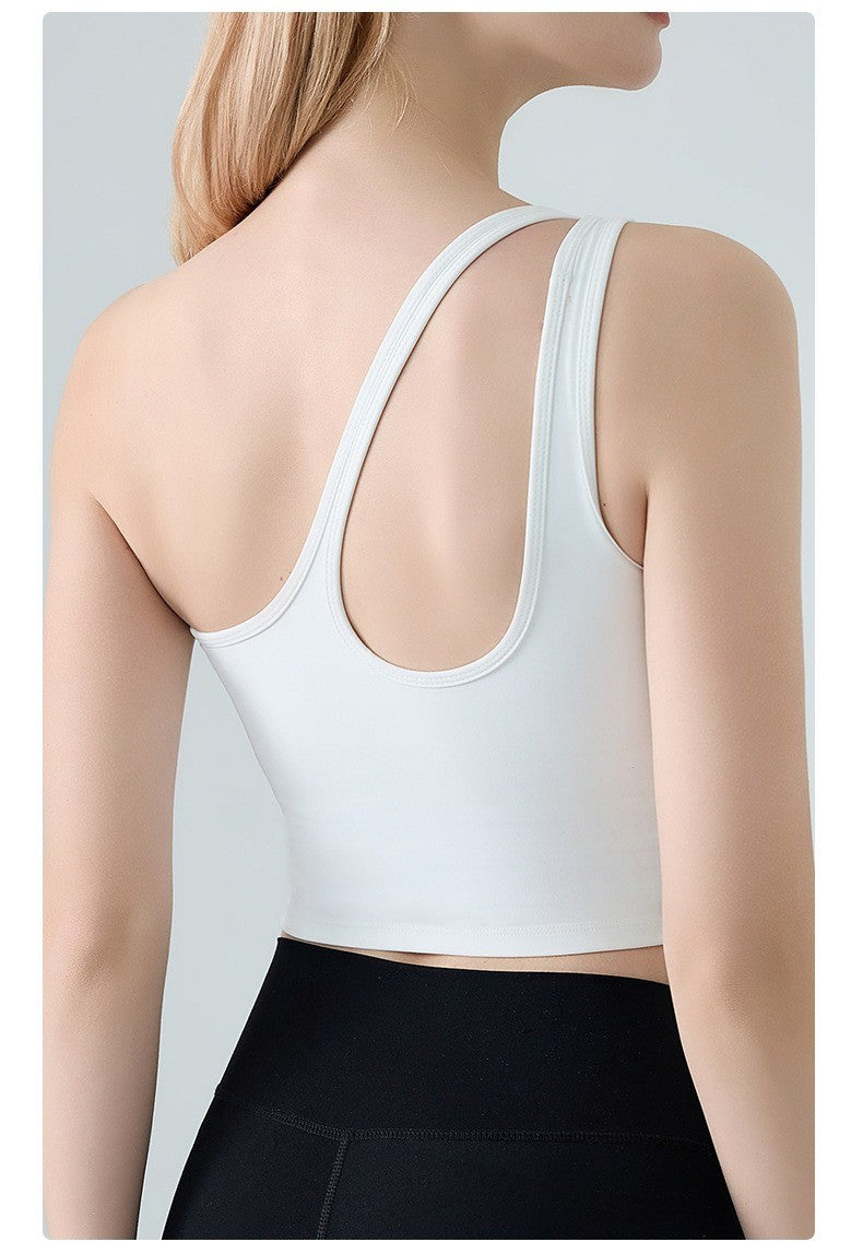 Single Shoulder Crossbody Sports Vest for Women - Running Quick Drying Yoga Bra