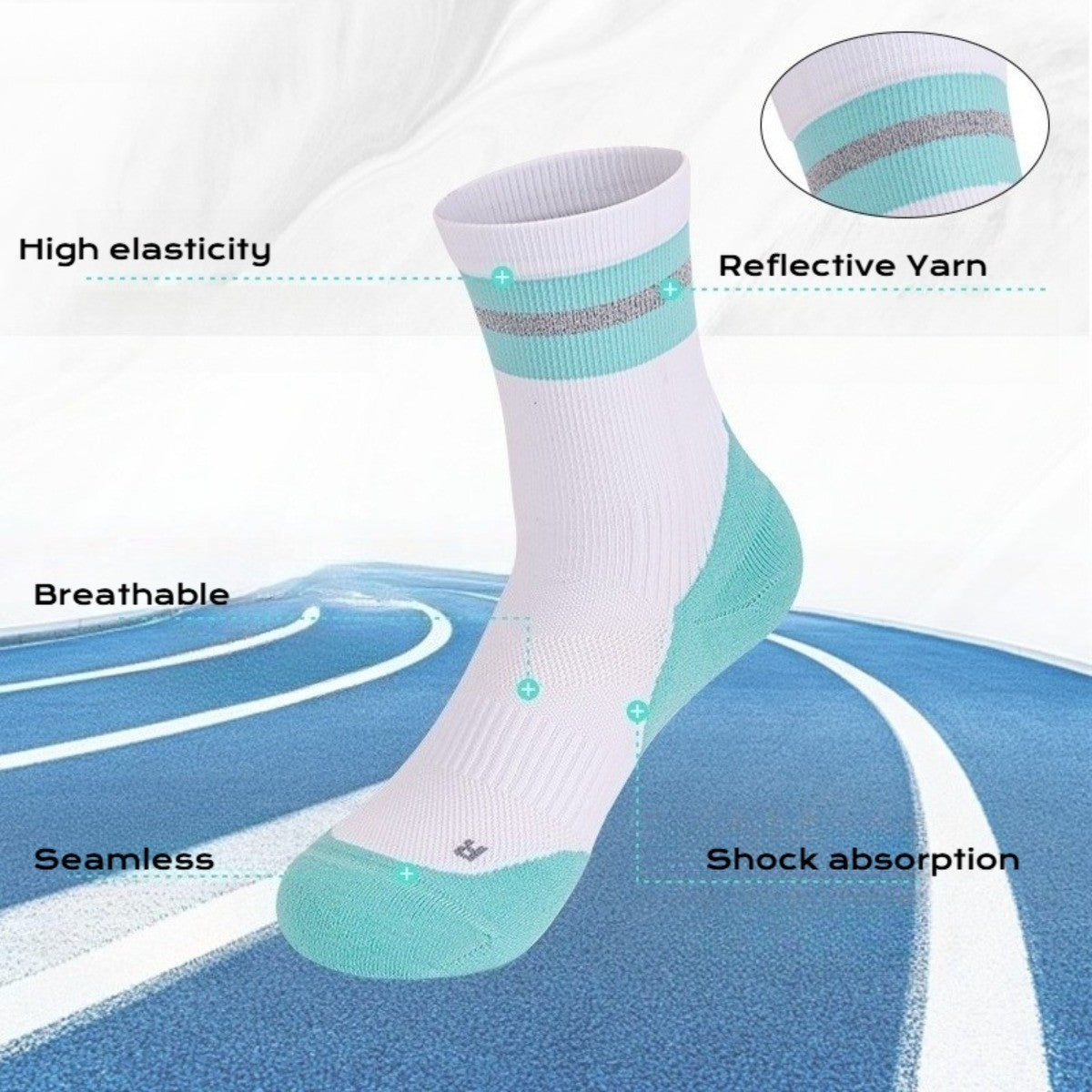 Sports Socks - Badminton Tennis Socks for Men Women - Breathable Running Socks