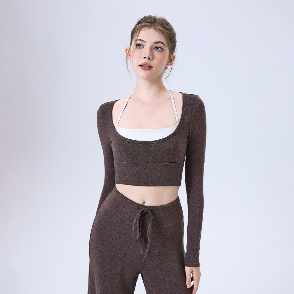 Thermal Yoga Clothes Built-in Bra - Running Sports Bra for Winter Fall CX5589
