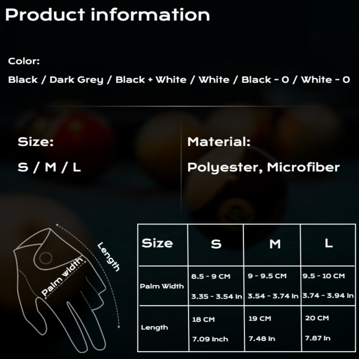 Billiard Pool Gloves for Left Hand - 3 Fingers Billiard Cue Sports Snooker Glove