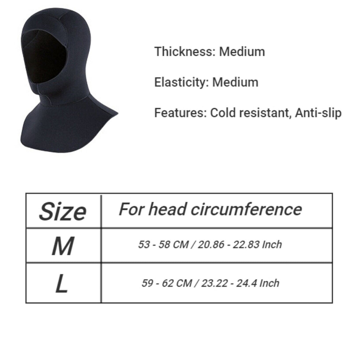 3mm / 5mm Neoprene Wetsuit Scuba Diving Hood