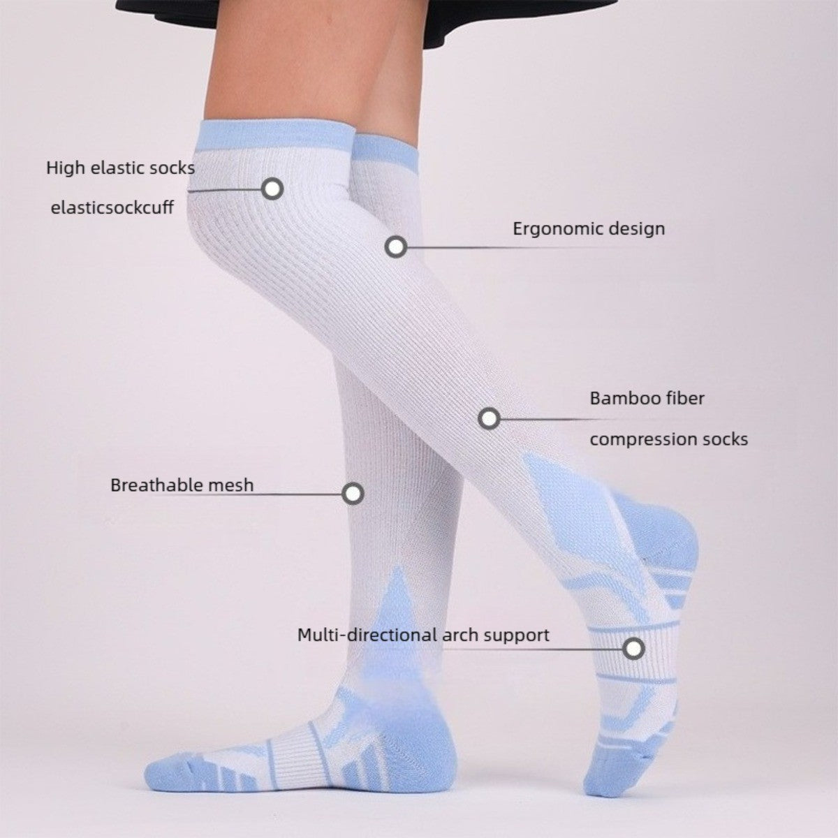 Professional Compression Socks Made of Bamboo Fiber Fabric Running Cycling Socks