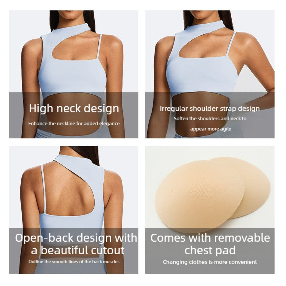Women's Shoulder Strap Inclined Shoulder Yoga Bra - Fitness Yoga Back Sports Bra