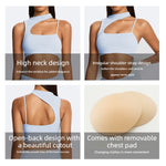 Women's Shoulder Strap Inclined Shoulder Yoga Bra - Fitness Yoga Back Sports Bra