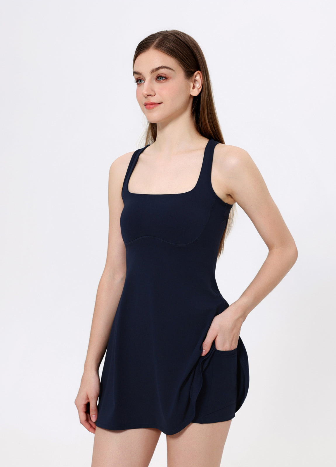 Women's Sports Dress Built in Shorts and Bra - Tennis Dress for Outdoor Running