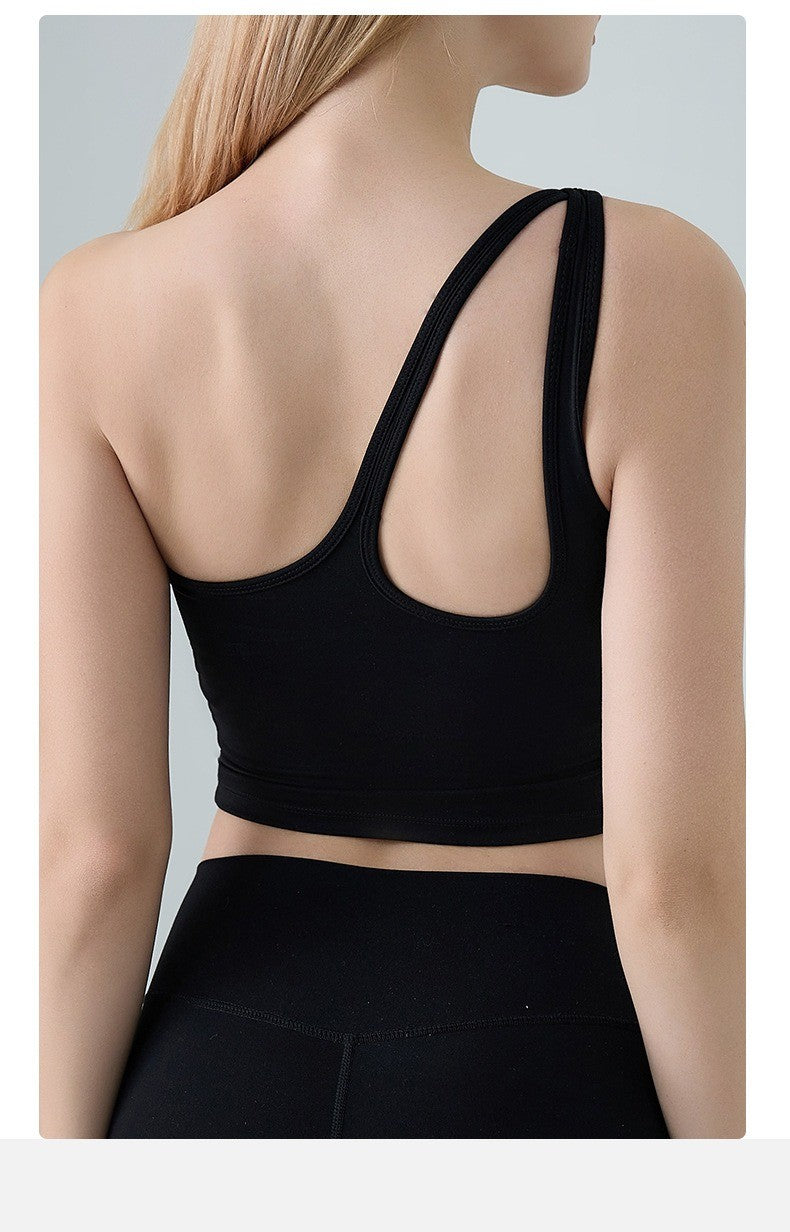 Single Shoulder Crossbody Sports Vest for Women - Running Quick Drying Yoga Bra