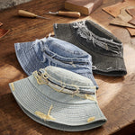 Cotton Bucket Hat for Men Women - Zipper Sun Protection Hat