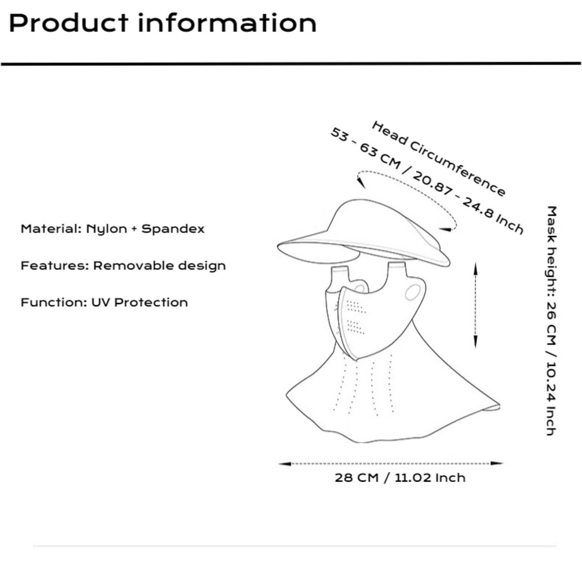UPF50+ Mask with Small Visor - Movagear