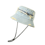 Cotton Bucket Hat for Men Women - Zipper Sun Protection Hat