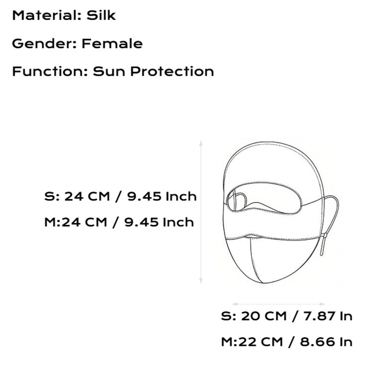 Real Silk Sun Protection Mask for Women Full Face Breathable UV Protection Mask
