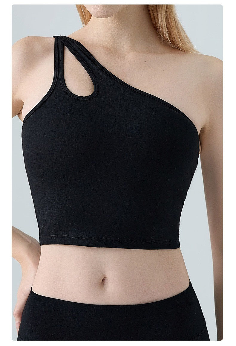 Single Shoulder Crossbody Sports Vest for Women - Running Quick Drying Yoga Bra