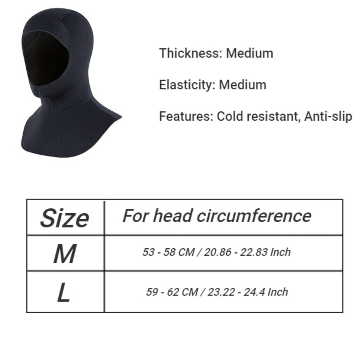 3mm / 5mm Neoprene Wetsuit Scuba Hood