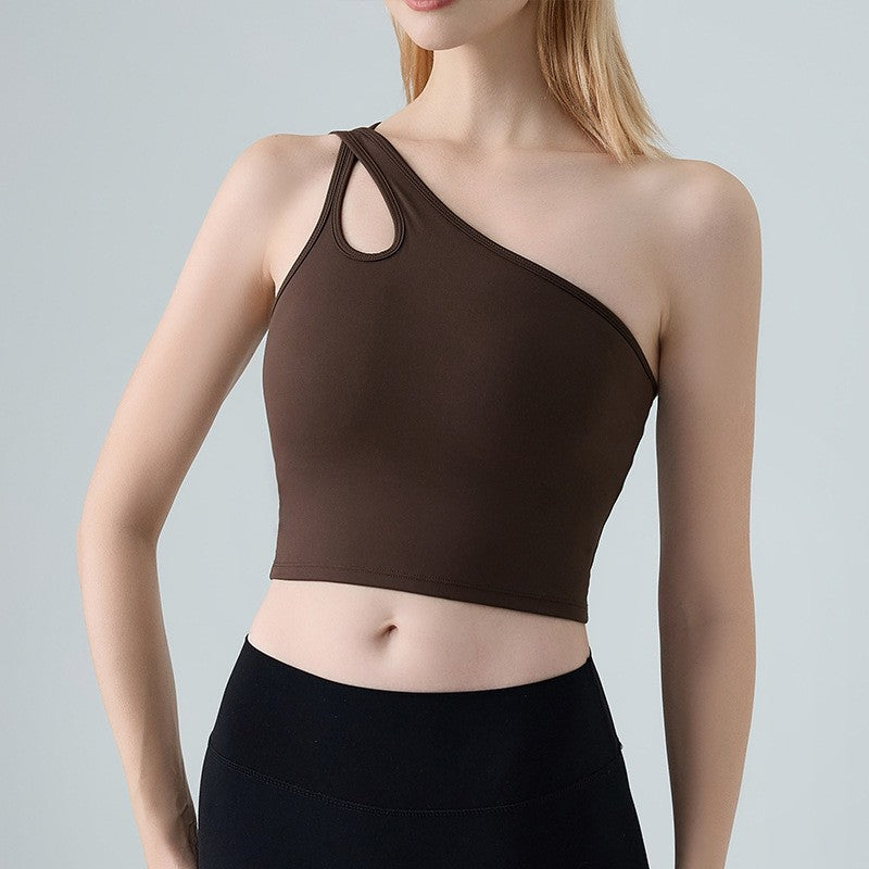 Single Shoulder Crossbody Sports Vest for Women - Running Quick Drying Yoga Bra