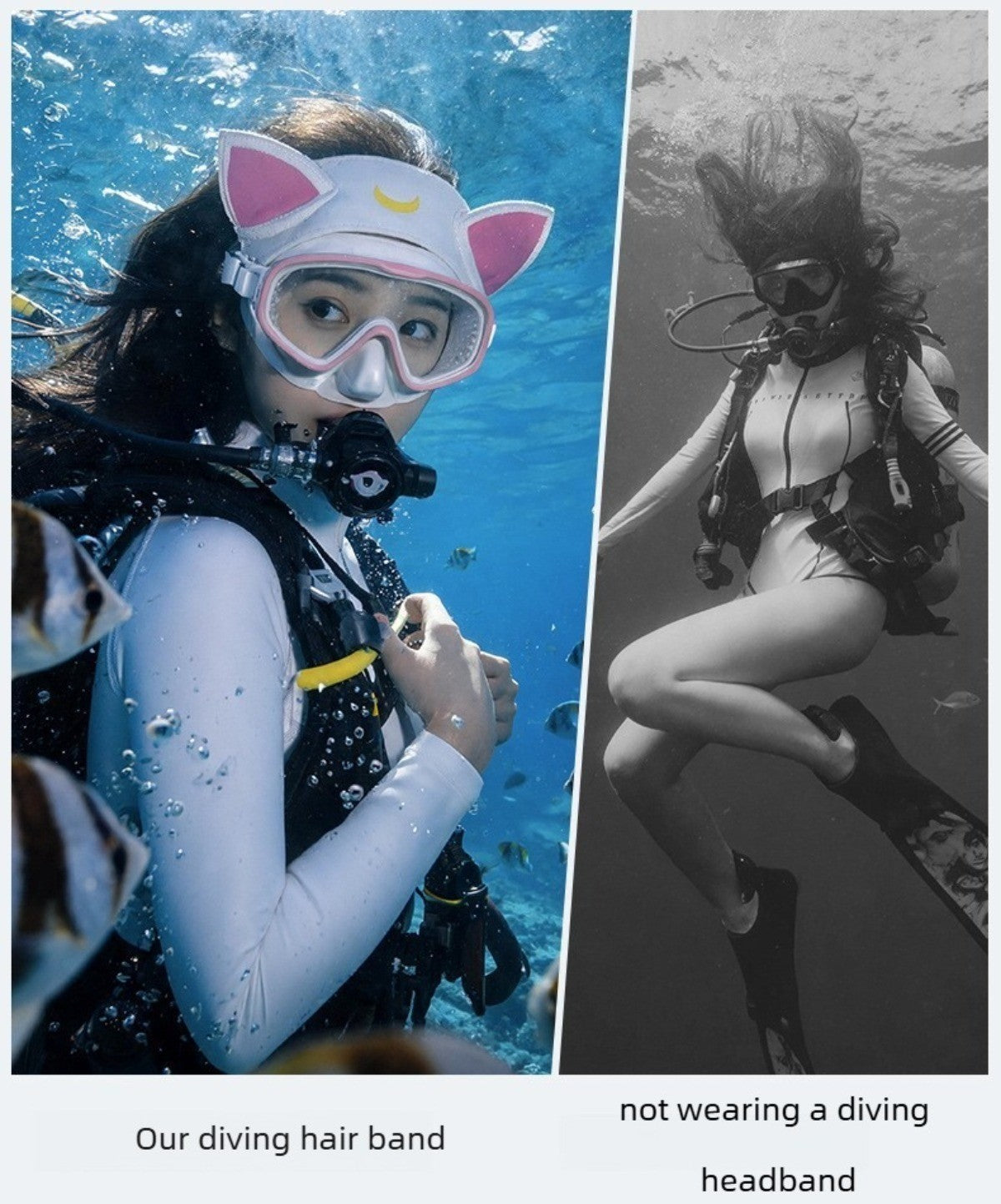 Diving Hairband for Female - Neoprene Headband for Snorkeling, Swimming Diving