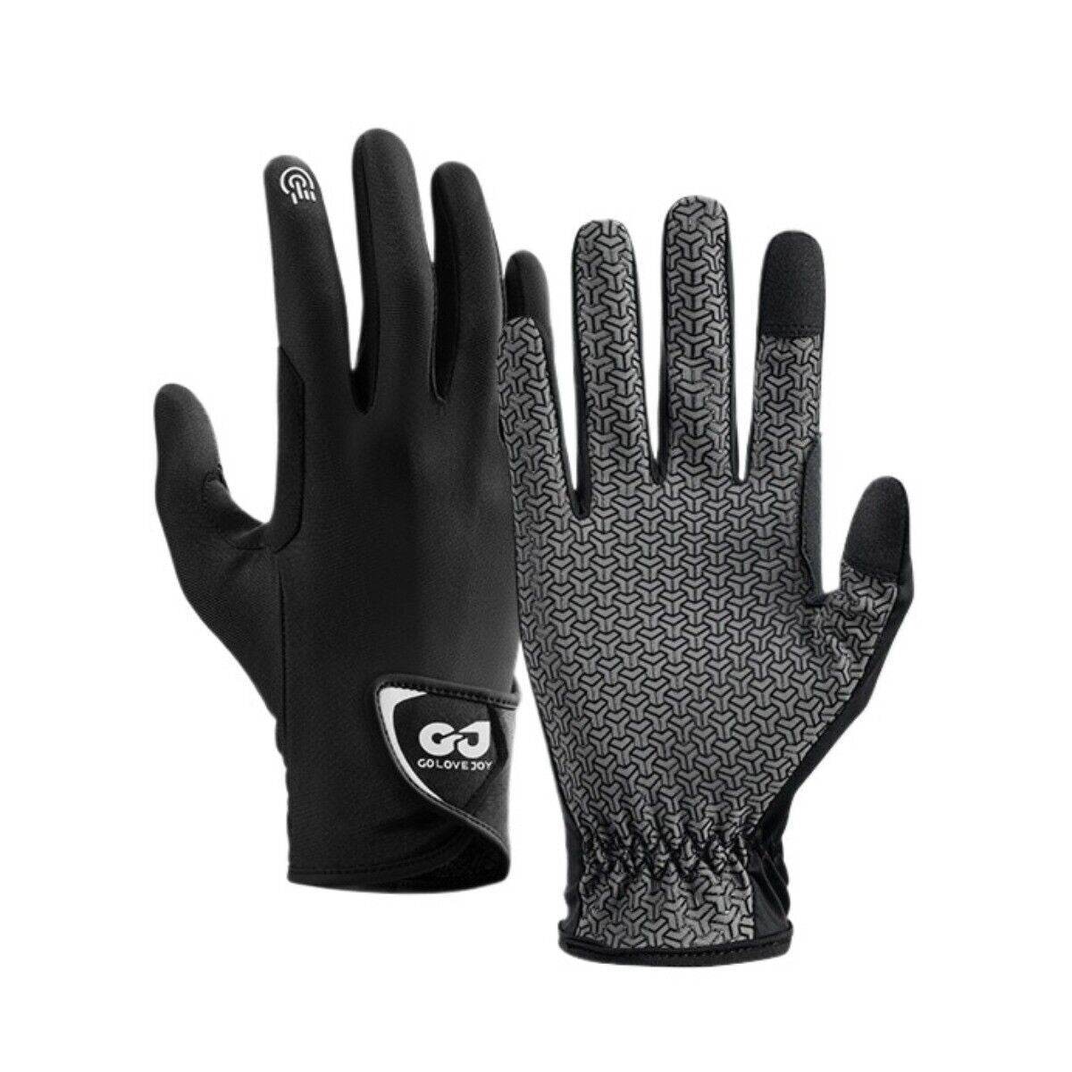Movagear black touchscreen gloves with textured grip and elastic wrist for outdoor activities