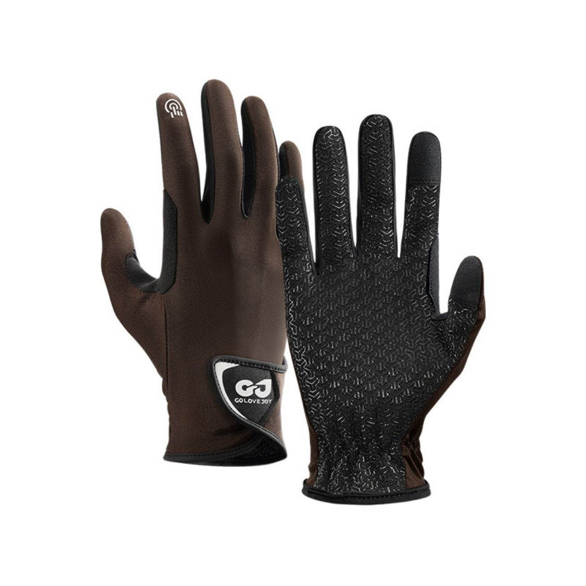 Movagear brown touchscreen compatible gloves with textured grip for outdoor activities