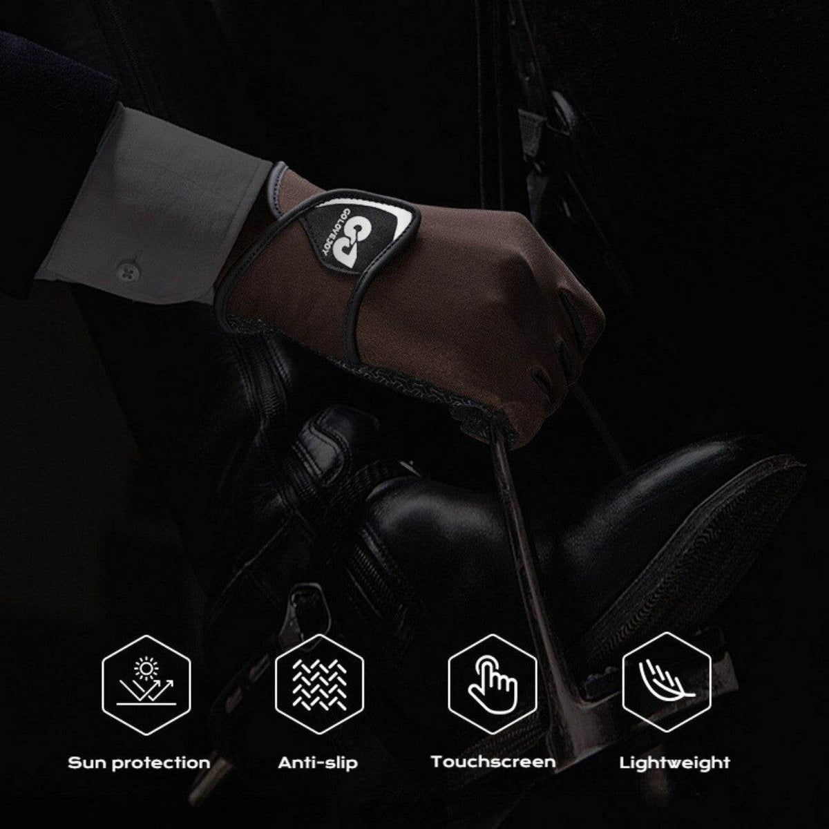 Movagear brown anti-slip touchscreen gloves with sun protection and lightweight design