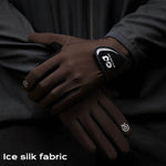Movagear brown ice silk fabric gloves with touch screen compatible fingertips