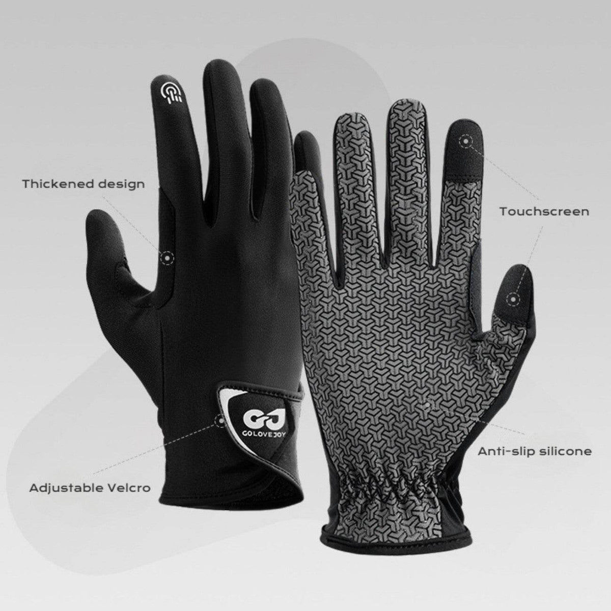Movagear touchscreen gloves with thickened design, adjustable Velcro, and anti-slip silicone grip