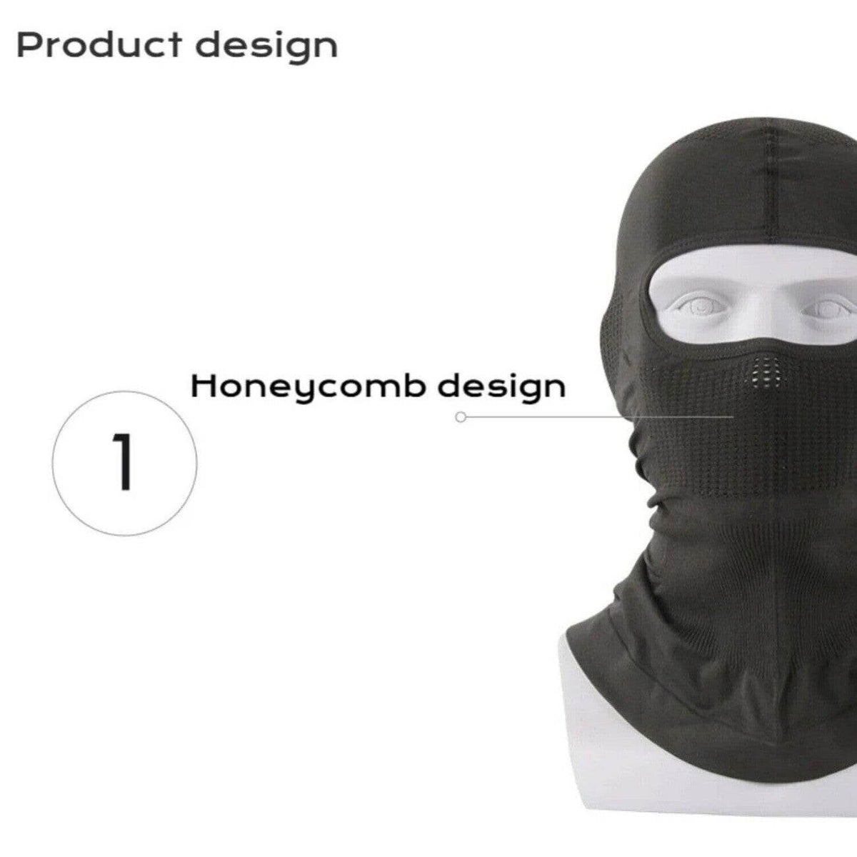 Movagear black balaclava with honeycomb design for breathable face and neck protection