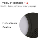 Close-up of meticulous sewing detail on black fabric showcasing durable stitching by Movagear